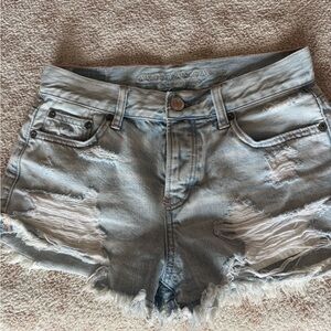 American Eagle Outfitters Light Blue Ripped Denim Shorts
